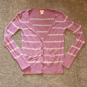 Mossimo Supply Co. Lavender and Cream Striped Cardigan